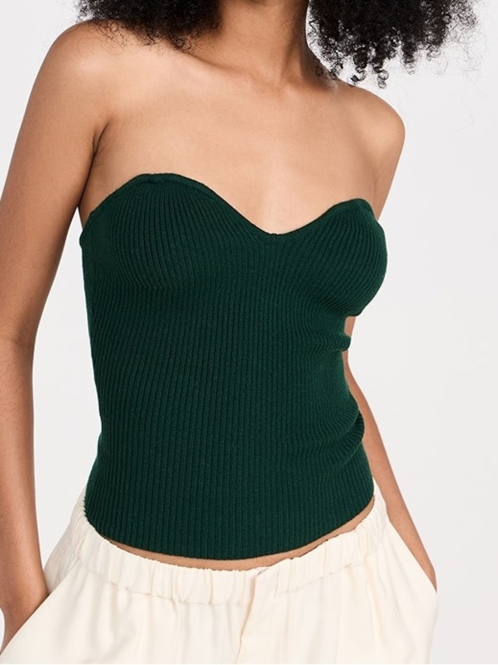 wild fable Dark Green Ribbed Strapless tube top Sweetheart  Crop Top